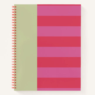 Cuaderno Bright Cheerful pink and sage green striped design