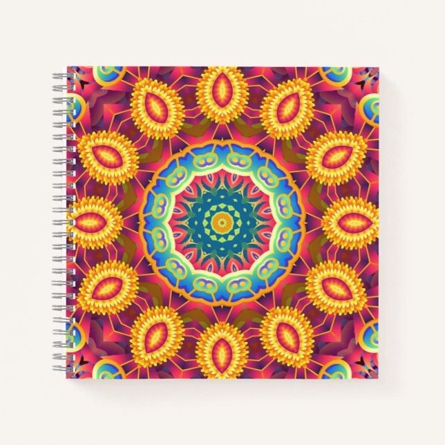 Cuaderno Bright Colorful Abstract Floral Mandala (Anverso)