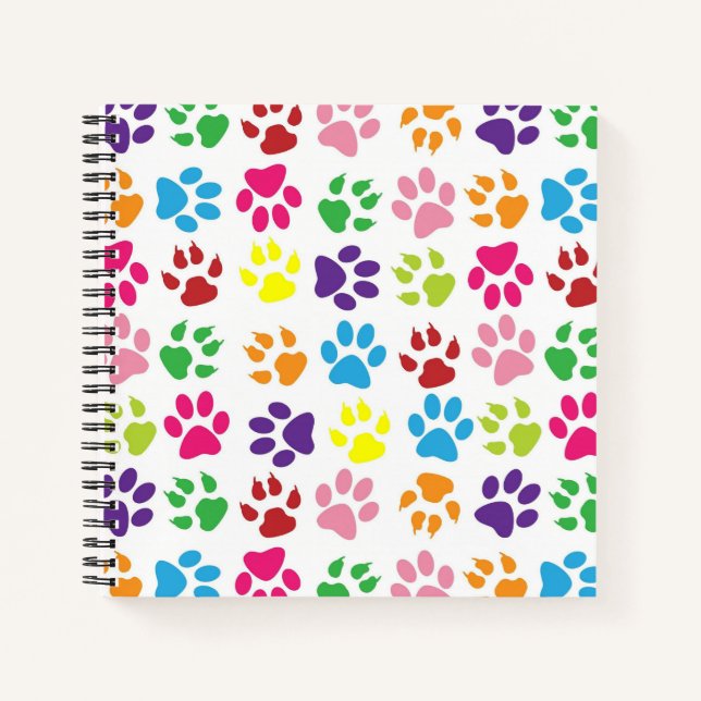 Cuaderno Bright Colorful Paw Prints Pattern (Anverso)