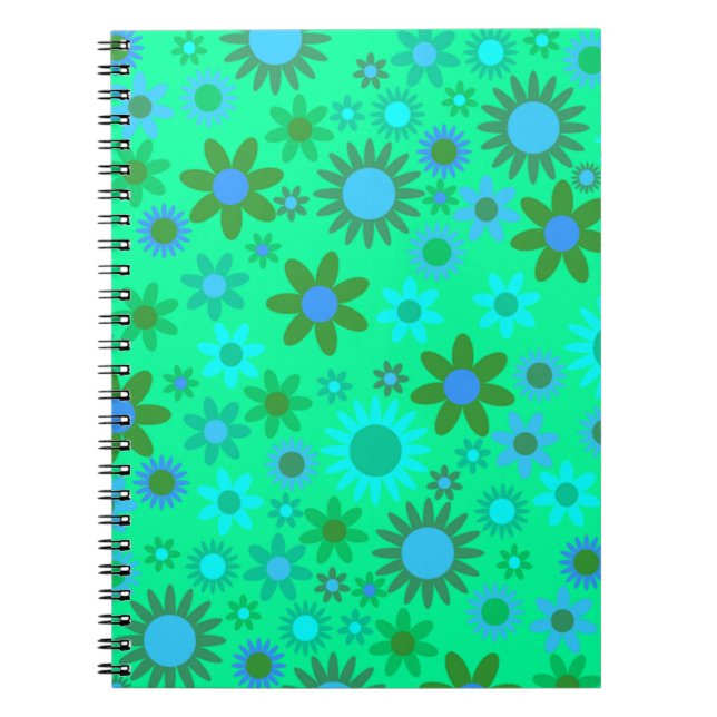 Cuaderno Bright Green Flower Power Pattern (Frente)