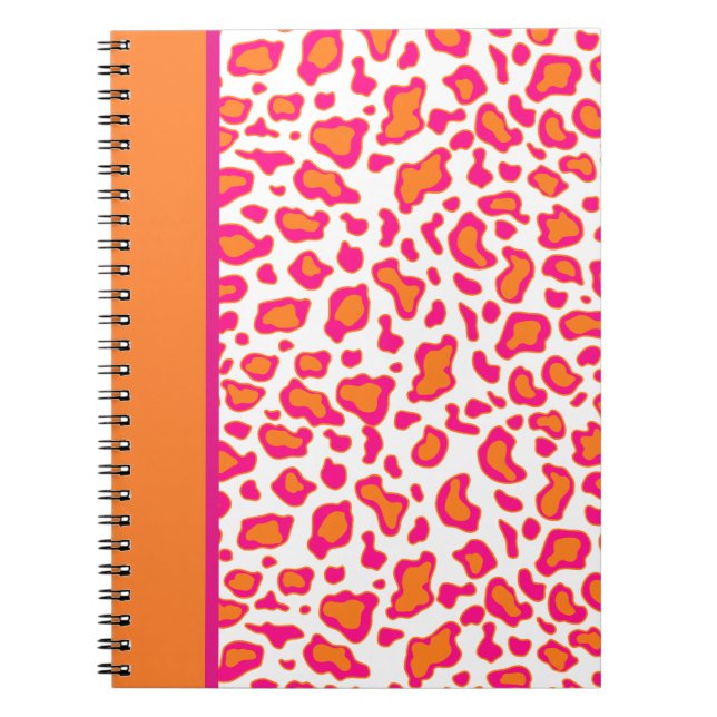 Cuaderno Bright Naranja Leopard Print Notebook (Frente)