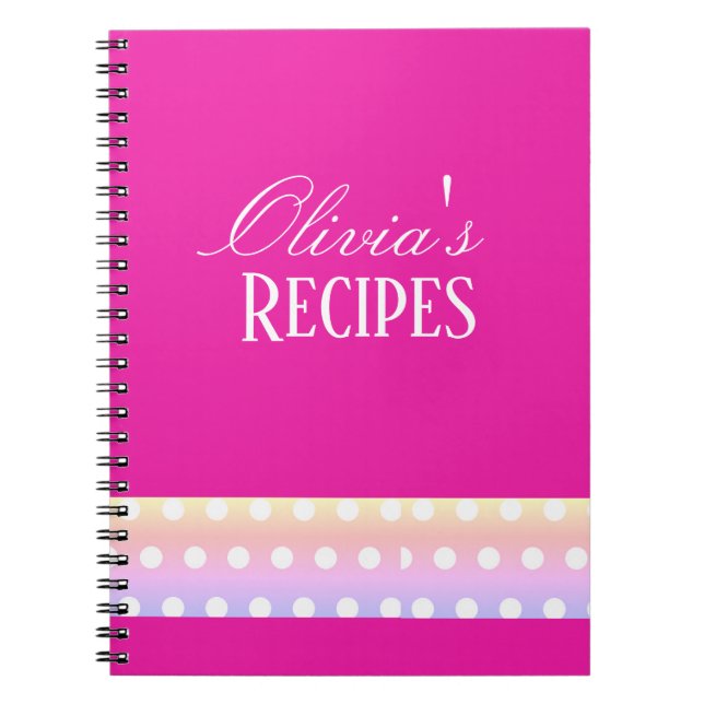 Cuaderno Bright Pink and Pola Dots Recipe (Frente)