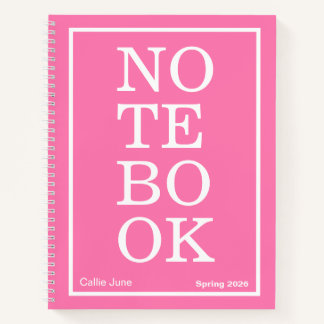 Cuaderno Bright Pink Modern Big "NOTEBOOK" Notebook