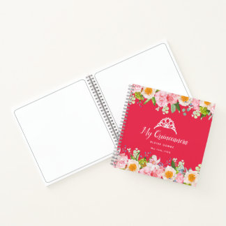 Cuaderno Bright Red Floral Quinceanera Guestbook