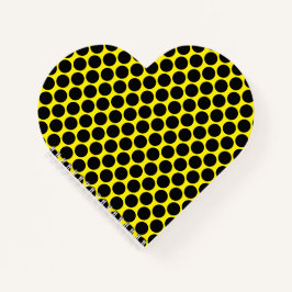 Cuaderno Bright Yellow with Black Dot Style Heart Shaped