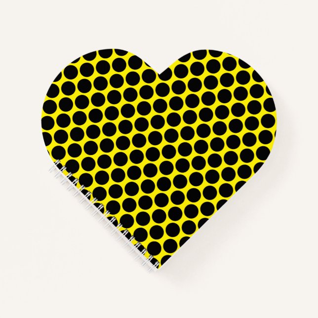Cuaderno Bright Yellow with Black Dot Style Heart Shaped (Anverso)