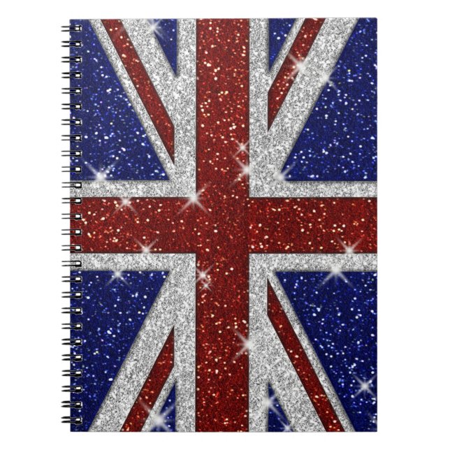 Cuaderno Brilla la bandera brillante de Union Jack de la (Frente)