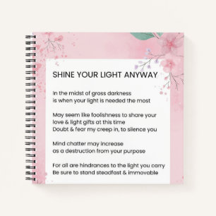 Cuaderno Brilla tu luz de todos modos poesía poética