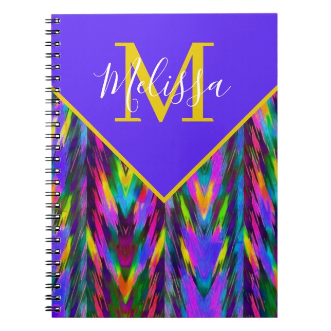 Cuaderno Brillante chevron tribal personalizado (Frente)