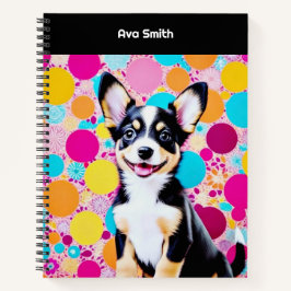 Cuaderno Brillante colorido Trendy Personalizada Perro Cuto