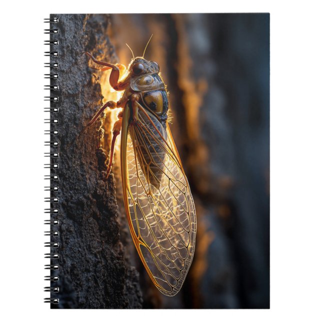 Cuaderno brillante de Cicada Dorada (Frente)