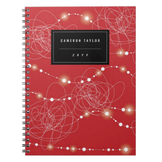 Cuaderno brillante enredado del día de fiesta del