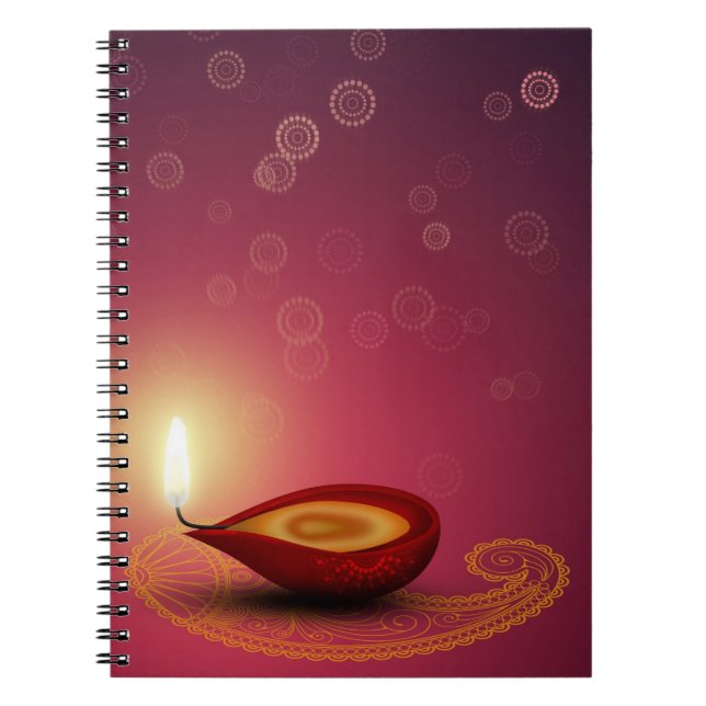 Cuaderno Brillante Feliz Diwali Diya - Portátil (Frente)
