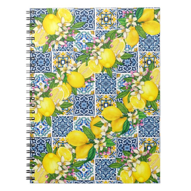 Cuaderno Brillante Mediterráneo Sicilia Tiles Citrus Lemons (Frente)