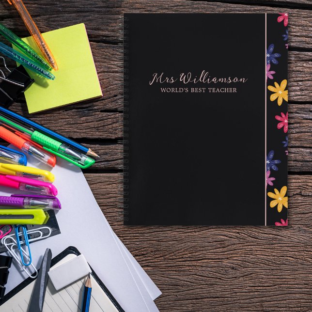 Cuaderno Brillante novela de profesor de Flores Modernas (Bright Modern Floral Teacher's Spiral Notebook. Say thank you with this personalised gift.)