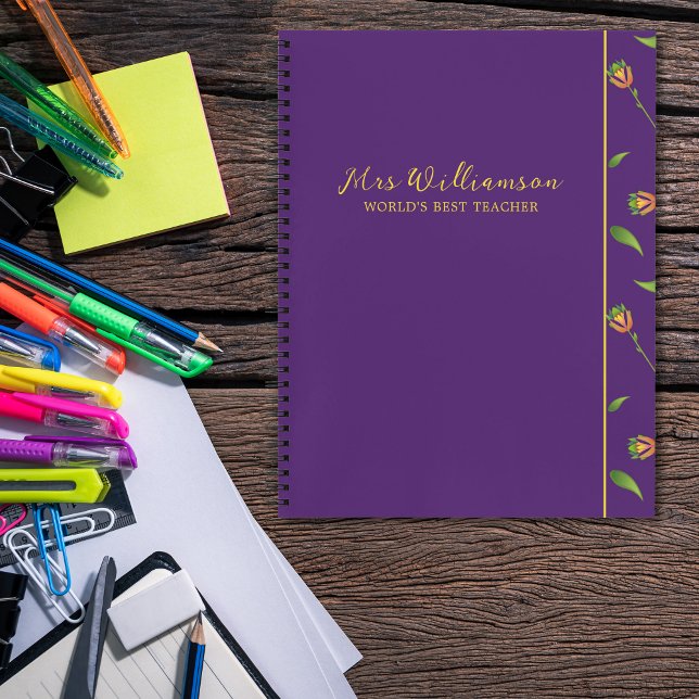 Cuaderno Brillante novela de profesor de Flores Modernas (Bright Modern Floral Teacher's Spiral Notebook. Say thank you with this personalised gift.)