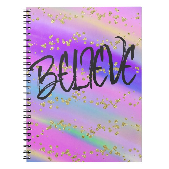 Cuaderno Brillante y brillante creencia Purpurina del oro (Frente)