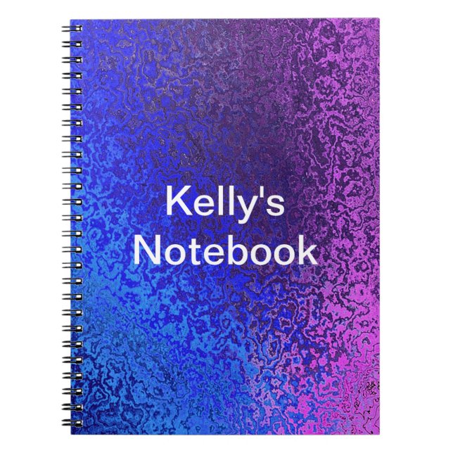 Cuaderno Brillantes sombras de azul y púrpura Añadir nombre (Frente)