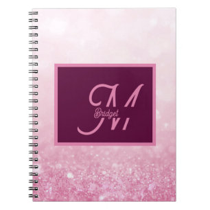 Cuaderno Brillo abstracto degradado femenino rosa de niña