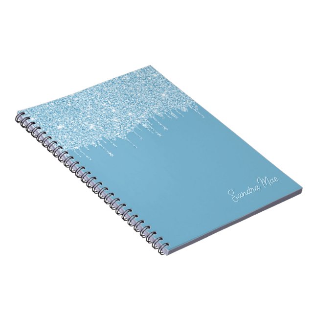 Cuaderno Brillo Azul Claro Cielo Verano Personalizado (Lado Derecho)