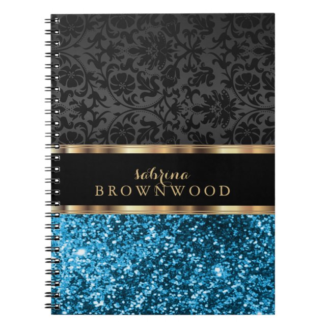 Cuaderno Brillo Azul y Damasco Negro (Frente)