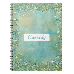 Cuaderno Brillo de Oro Turquesa