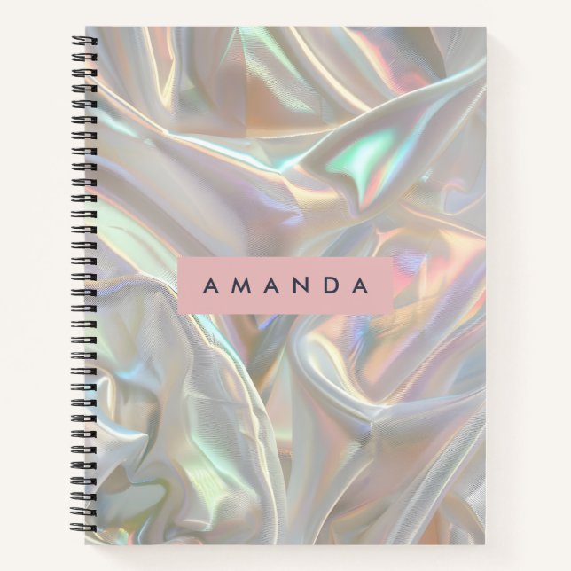 Cuaderno Brillo de perla iridiscente suave personalizado (Anverso)