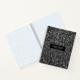 Cuaderno Brillo Falso Negro Moderno