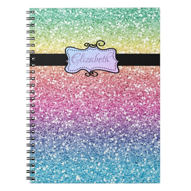 Cuaderno Brillo Moderno Ombre, Personalizado (Frente)