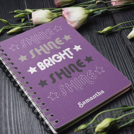 Cuaderno Brillo morado. Brilla. Brillante. Brilla. Brilla.