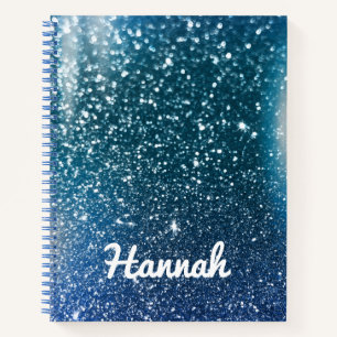 Cuaderno Brillo Ombre Azul y Verde Personalizado