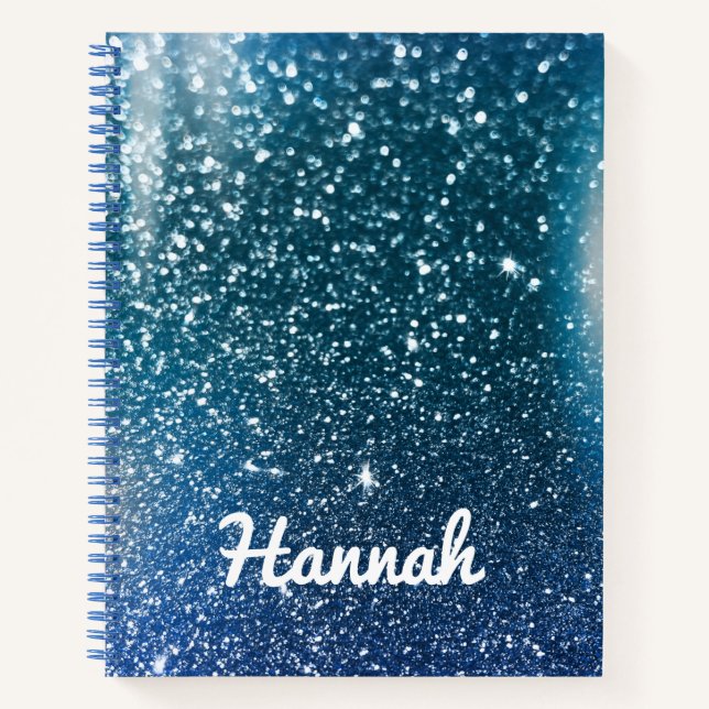 Cuaderno Brillo Ombre Azul y Verde Personalizado (Anverso)