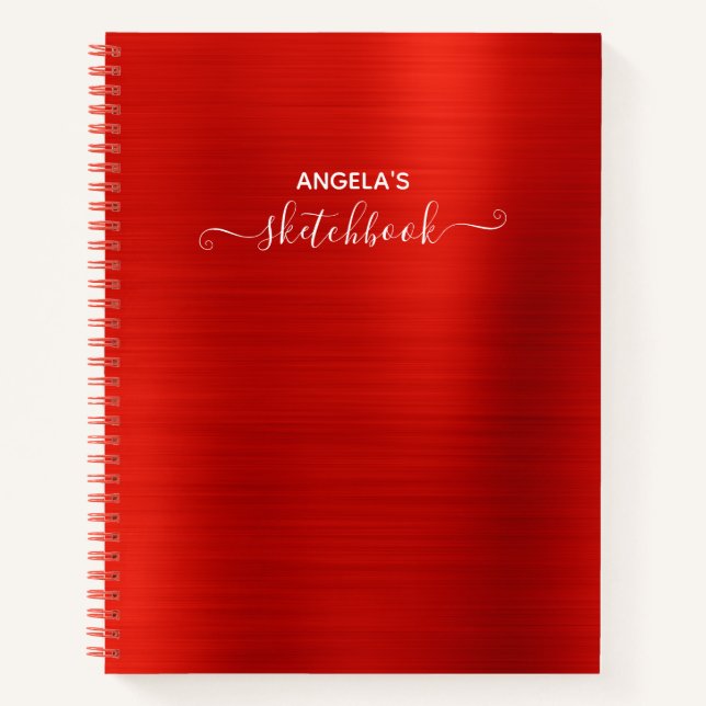 Cuaderno Brillo Rojo Brillante Foil Ombre Boceto (Anverso)