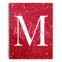 brillo rojo destellos monograma nombre femenino