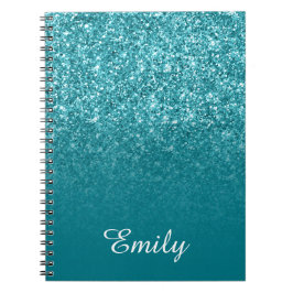 Cuaderno Brillo Teal y Personalizado con Ombre