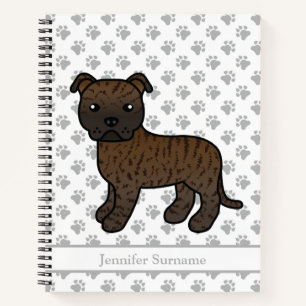 Cuaderno Brindle English Staffie Perro de Dibujos Animados 