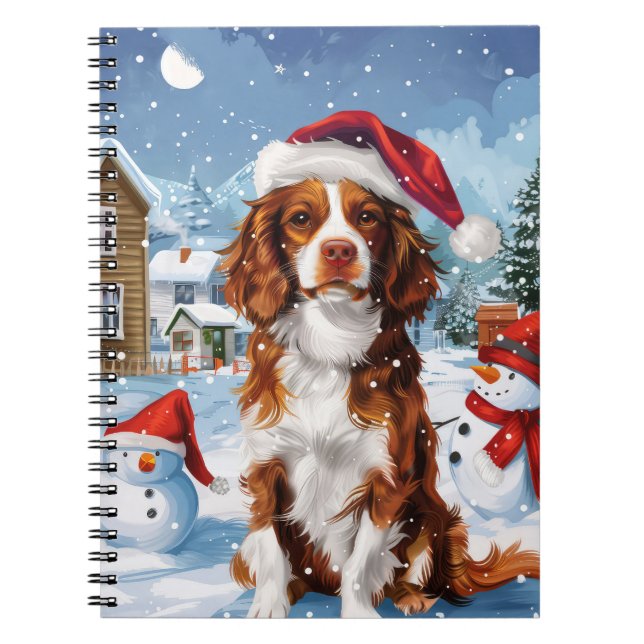 Cuaderno Brittany Spaniel Dog Winter Wonderland Navidades (Frente)