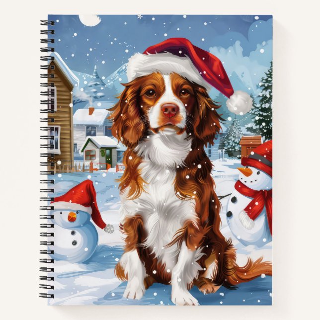 Cuaderno Brittany Spaniel Dog Winter Wonderland Navidades (Anverso)