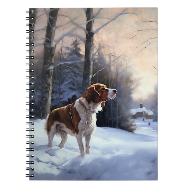 Cuaderno Brittany Spaniel Let It Snow Navidades (Frente)