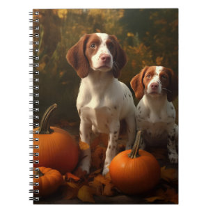 Cuaderno Brittany Spaniel Puppy Calabaza deslumbrante otoño