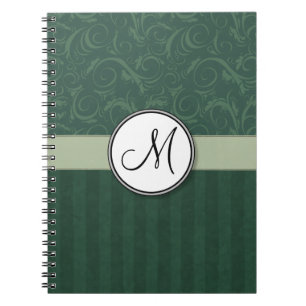 Cuaderno Briznas y rayas florales verde azuladas esmeralda