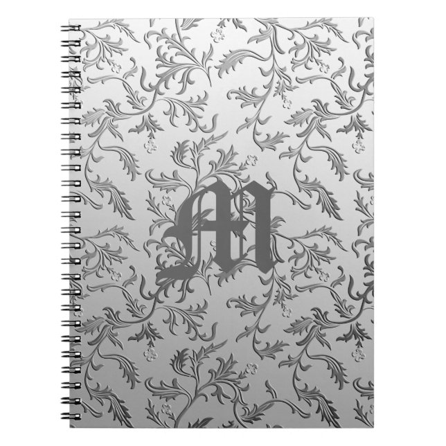 Cuaderno Brocado elegante de plata (Frente)