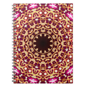 Cuaderno Broche Mandala, fondo geométrico vintage.