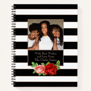 Cuaderno Bronce floral Banda negra y blanca - Foto Personal