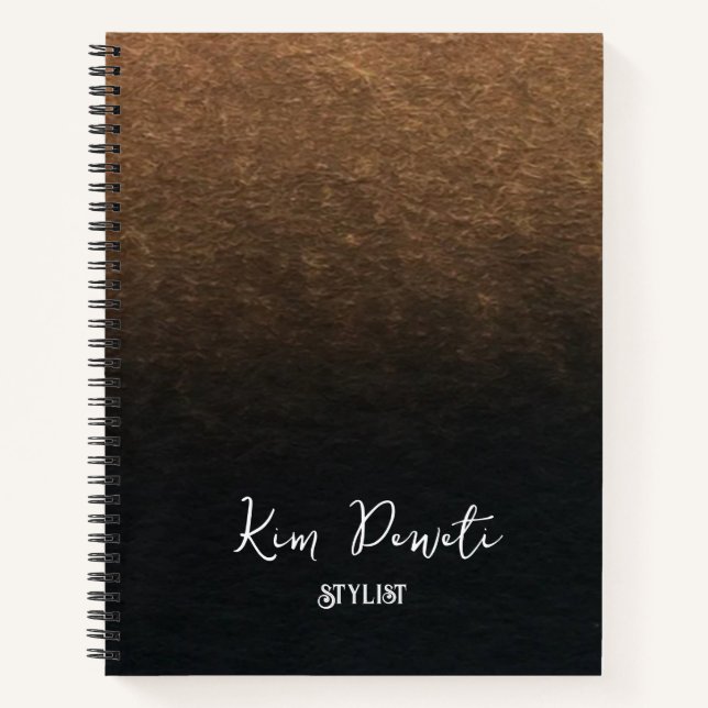 Cuaderno Bronce y negro ombre nombre personalizado (Anverso)