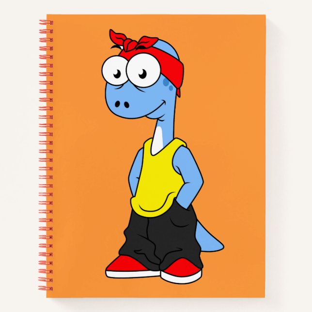 Cuaderno Brontosauro Vestido Con Ropa De Hip Hop. (Anverso)