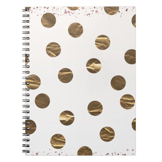 Cuaderno Bronze Faux Shine Polka Dots Modern Trendy Moda (Frente)