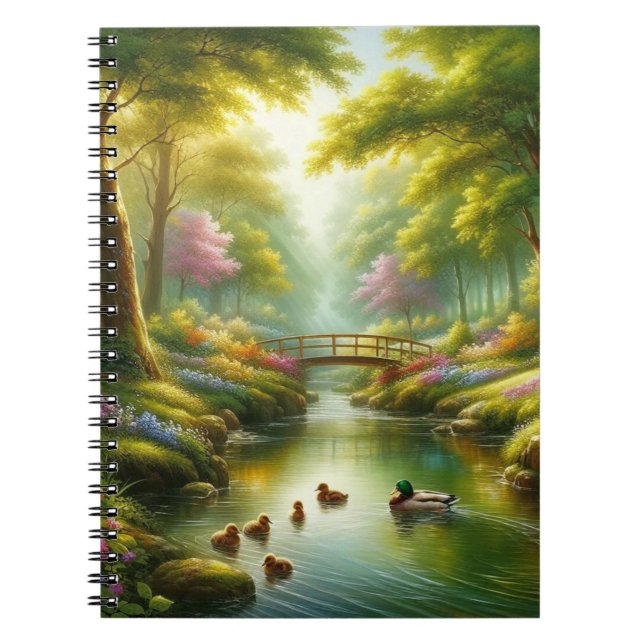 Cuaderno Brook de primavera con patos/flores (Frente)
