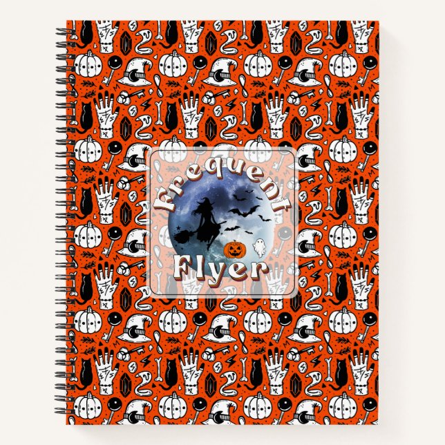 Cuaderno Broomstick de travesía frecuente de Halloween para (Anverso)