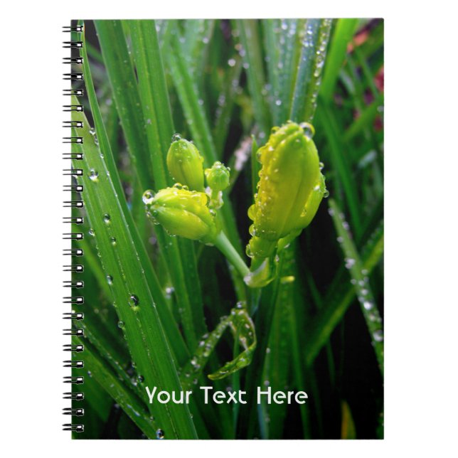 Cuaderno brotes de lirios verdes de primavera (Frente)